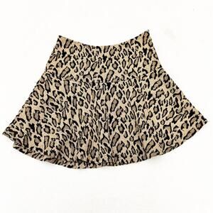 Free People Leopard Animal Print Patterned Flare Skater Skirt Size 12
